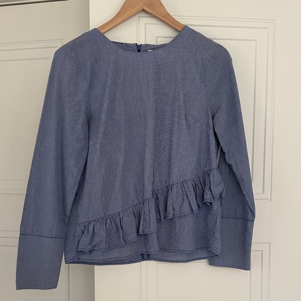 Maeve Navy and White Mini-Check Blouse